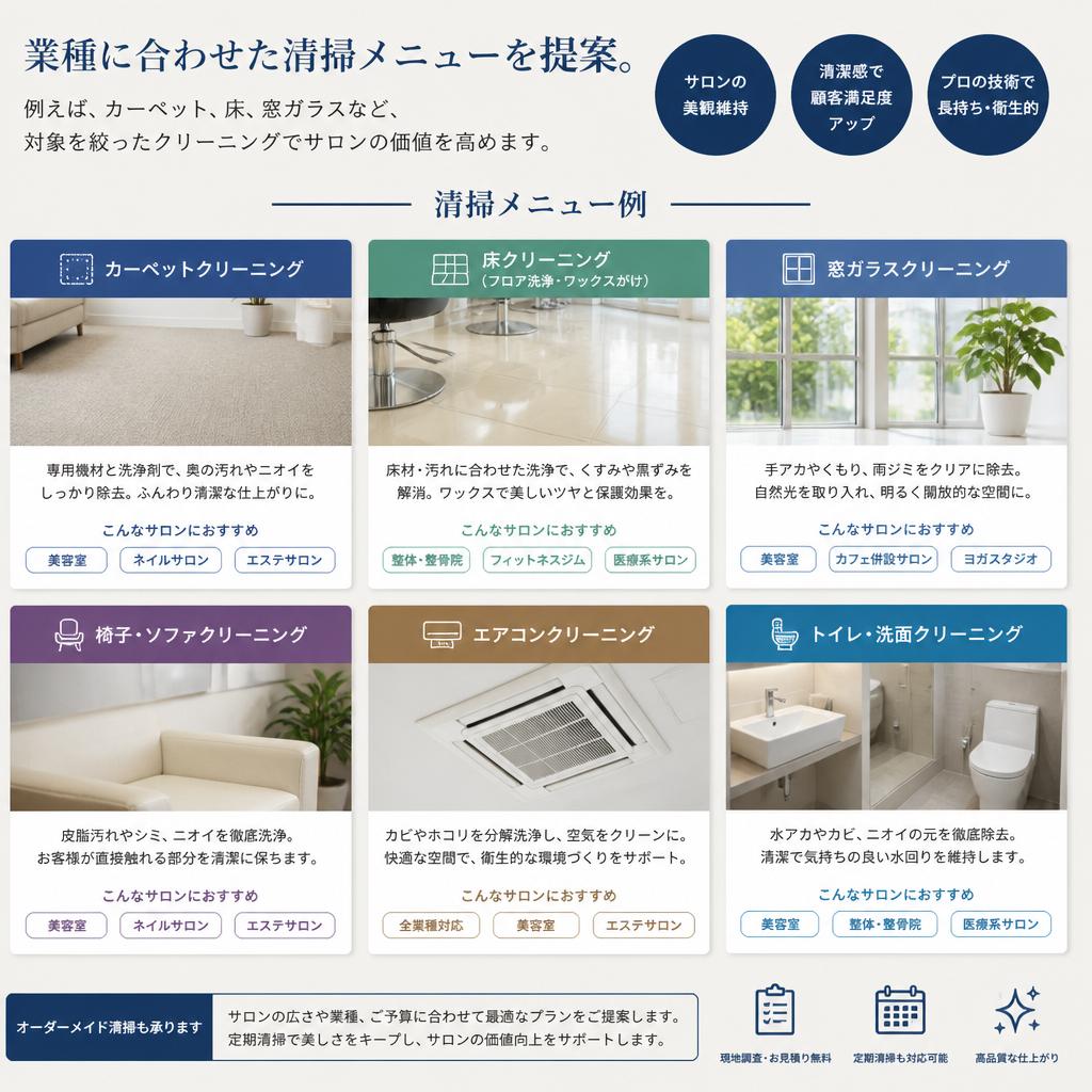 サロンの魅力を引き立てるクリーニングメニュー
